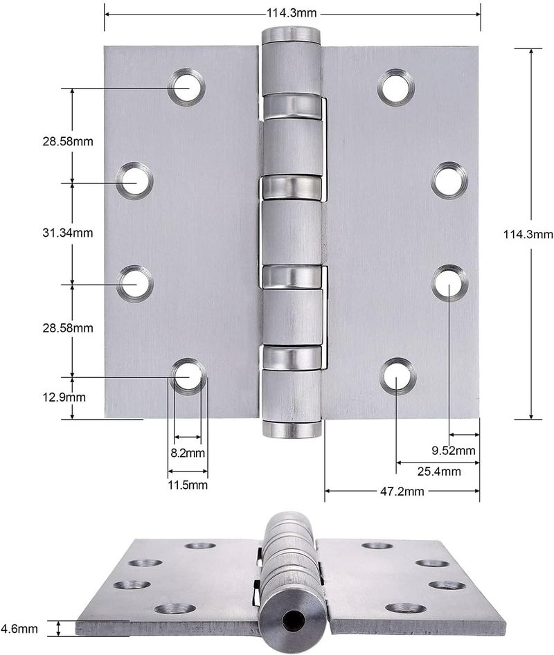Stylever 3 Pack - 4"x4" Self Closing Door Hinges, Spring Loaded Hinges for Interior & Exterior Doors, Automatic Door Closer Hinge, Soft Close Door Hinges, Squared Corners Auto Close Spring Hinge - Image 2